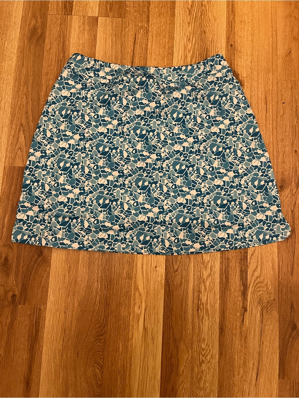 Blue & White Patterned A-Line Skirt